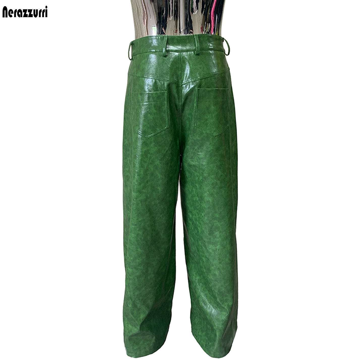 Winter Clothes Shop - Nerazzurri Autumn Waterproof Baggy Long Shiny