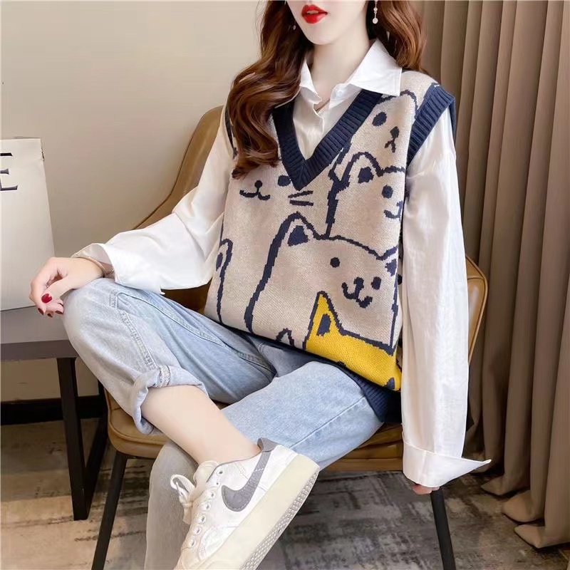 Brand Women's Knitted Vest Tan - Winter Clothing Label recension och pris