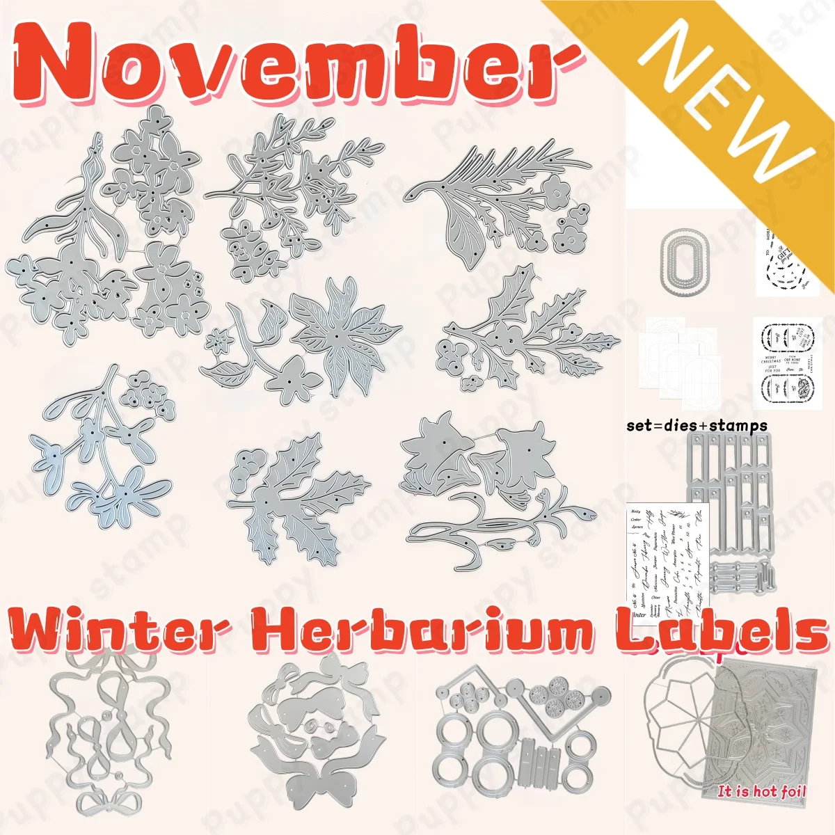 Winter Herbarium Labels Metal  - Winter Clothing Label recension och pris