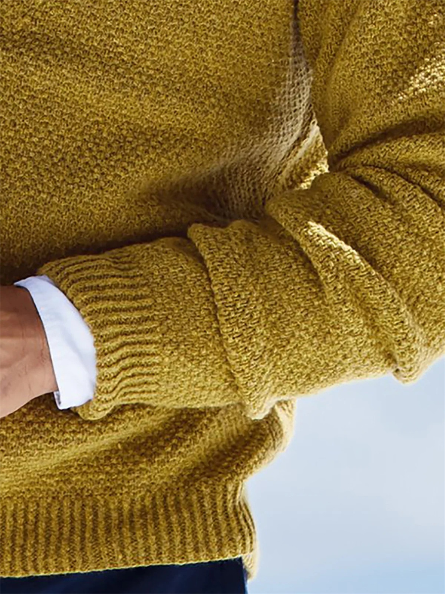 Autumn Winter Men Sweaters Kni - Yellow Winter Clothing recension och pris