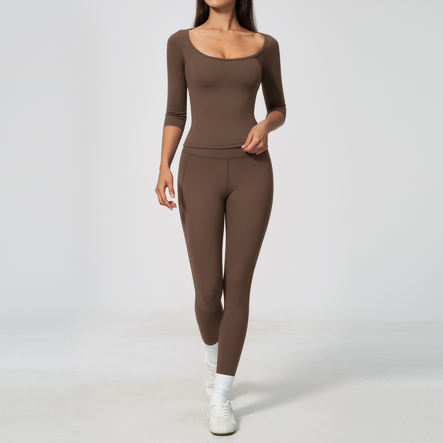 Women 2PCS Yoga Set 3/4 Sleeve - Winter Clothing Logos recension och pris